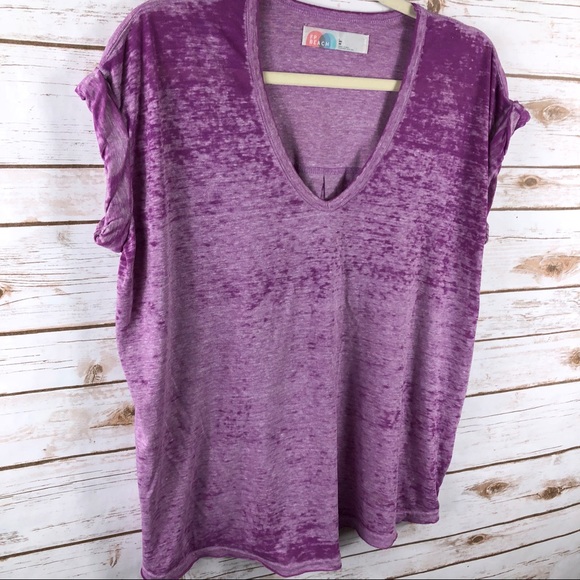 Free People Beach pink oversized rolled sleeve top - Picture 2 of 8